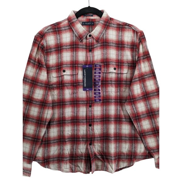 Lucky‎ Brand Flannel Shirt Red Plaid 7MS4000 Humboldt Woven Western Classic Gift - Picture 2 of 7
